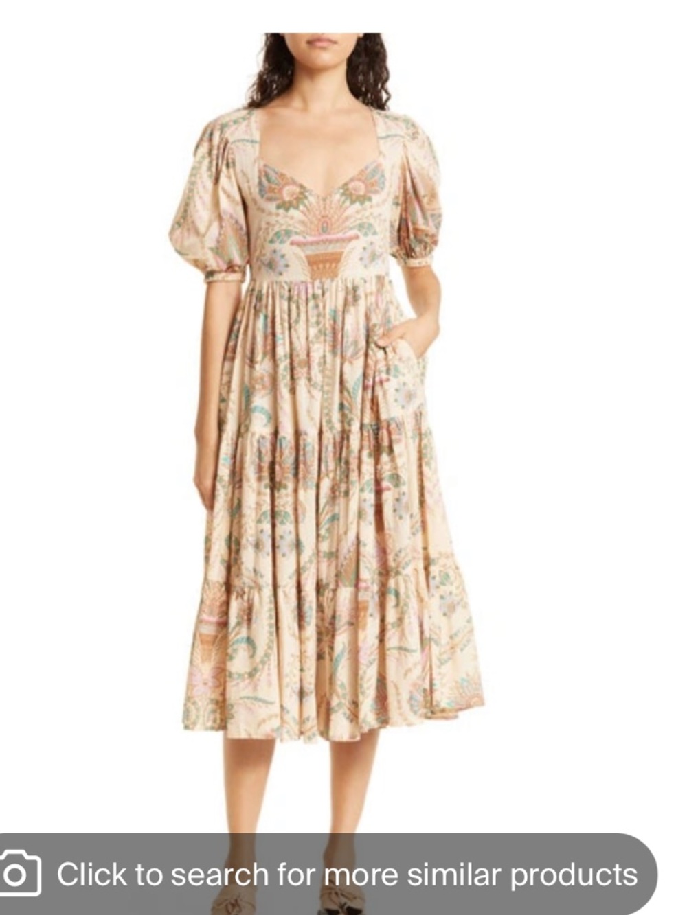 Mille Resort Maja Tiered Puff-sleeve Midi-dress In Versailles Size XS